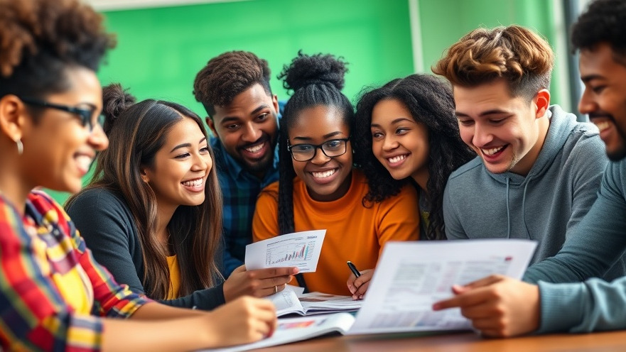 Diverse high school students actively learning financial literacy in an energetic workshop.
