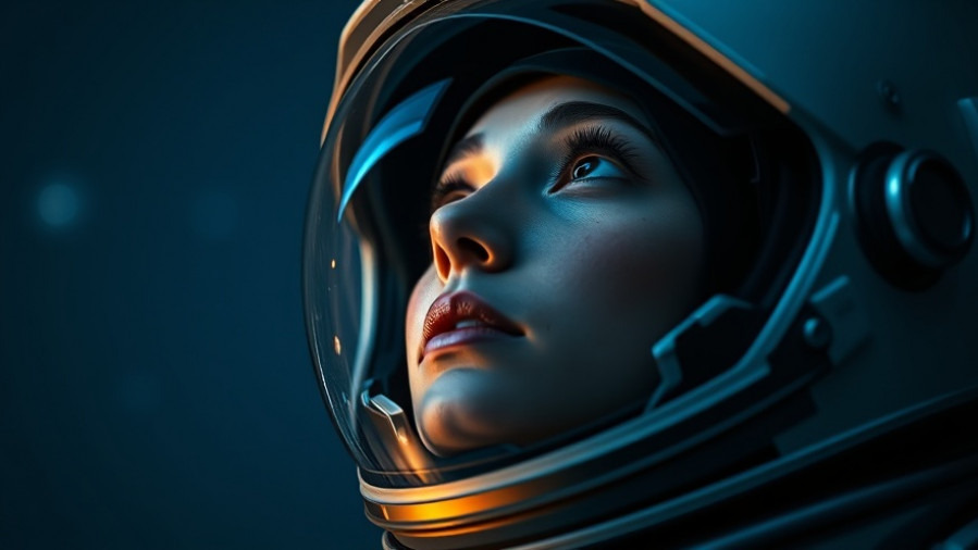 Close-up of a determined female astronaut, reflecting passion for work and goal setting.