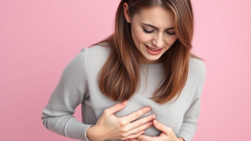 Young woman showing GERD symptoms, highlighting health awareness on esophageal cancer risk.