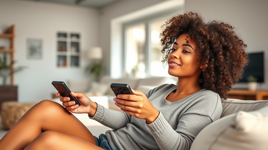 Relaxed woman enjoying YouTube TV benefits in a modern living room.