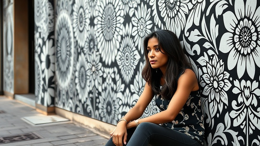 Calm woman reflecting on productivity techniques in an urban, artistic setting.