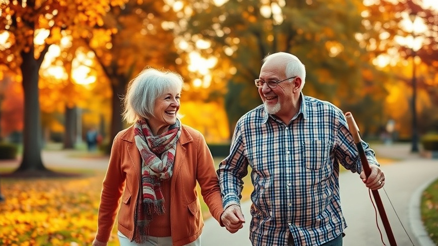 Elderly couple enjoying a sunset walk, embodying health and wellness for longevity.
