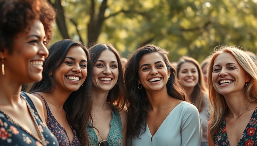 Diverse women gather outdoors, symbolizing community and support during menopause.