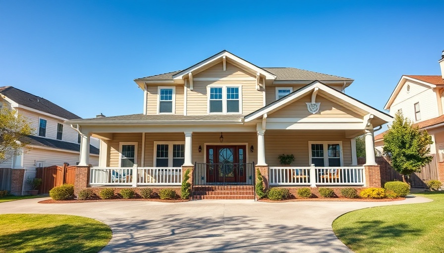 Spacious multigenerational home with porch in Maryland under blue sky.