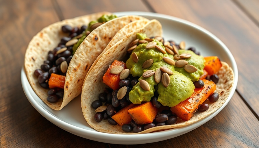 Easy Black Bean Recipes: Tasty tacos with avocado and seeds.