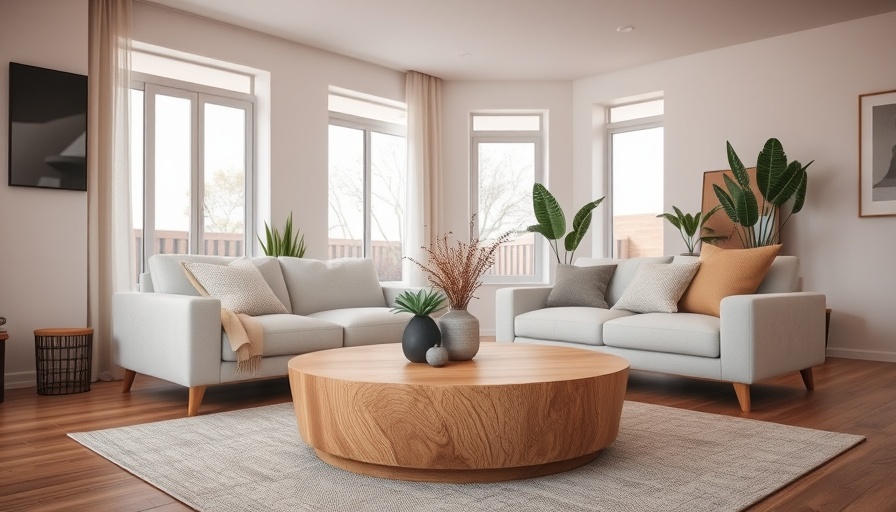Modern oak wood coffee table in a stylish living room