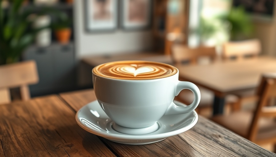 Heart-shaped latte art on cappuccino, embracing minimalism.