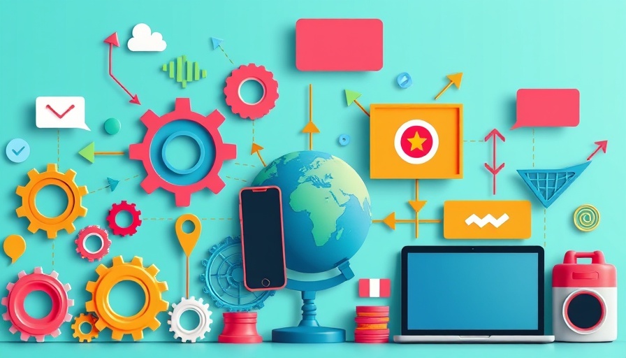 Illustration of affordable marketing technology stack with icons and connectivity.