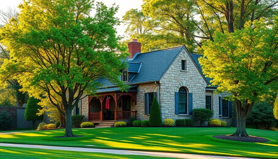 Benefits of timely home repairs shown with a well-maintained stone house and lawn.