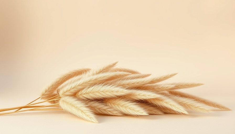 Neutral color scheme showcased with palette and pampas grass.