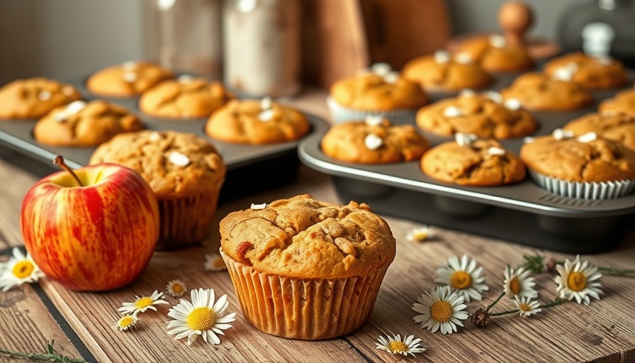 Buffalo Yogurt Morning Glory Muffins with apple and daisies.