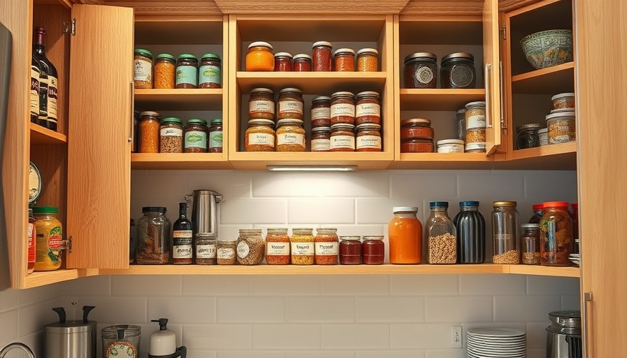 Neatly organized kitchen cabinets showcasing efficient storage solutions.
