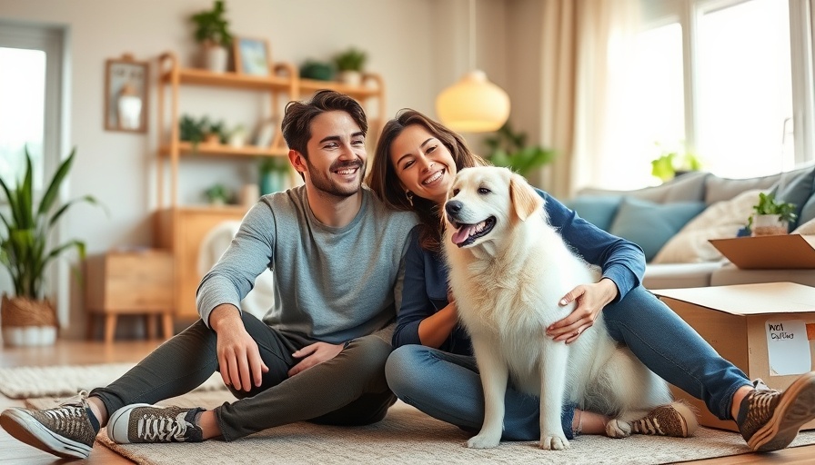 Happy couple with dog relaxing, promoting menopause support for women.