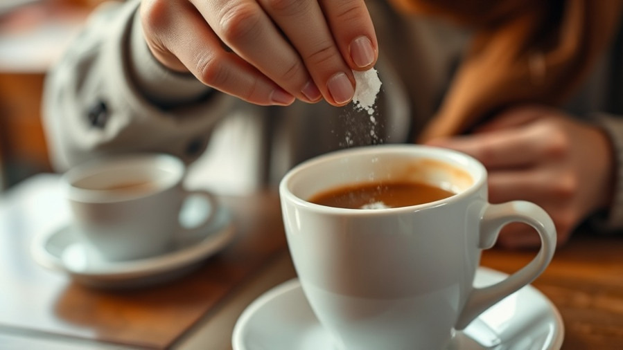 Hand pouring sugar into a coffee cup, symbolizing productivity in meetings.