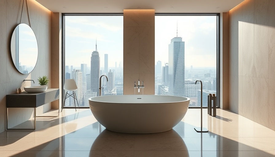 Modern bathroom with bathtub and city view, showcasing renovation value.