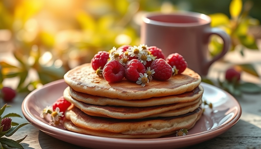 Wild Raspberry and Chamomile Enchanted Forest Pancakes in sunlight