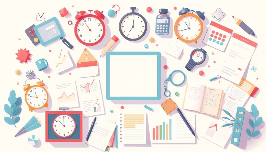 Abstract illustration of meeting efficiency strategies with organizational tools.