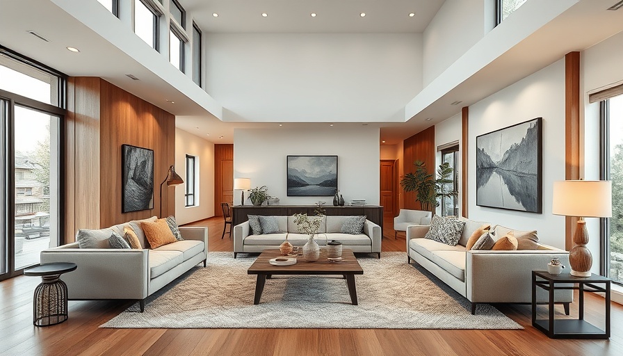 Modern living room with elegant decor and warm lighting in a staged home in Maryland.