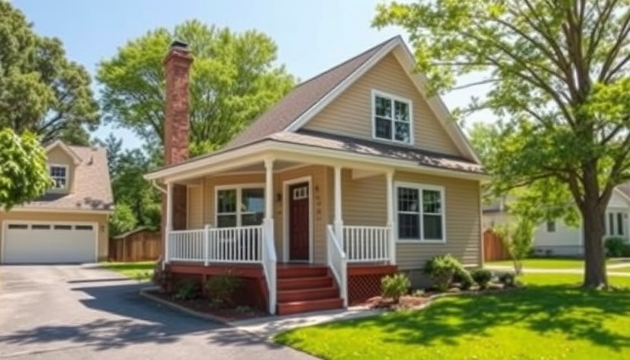 Charming beige house with inviting porch, sell as-is.