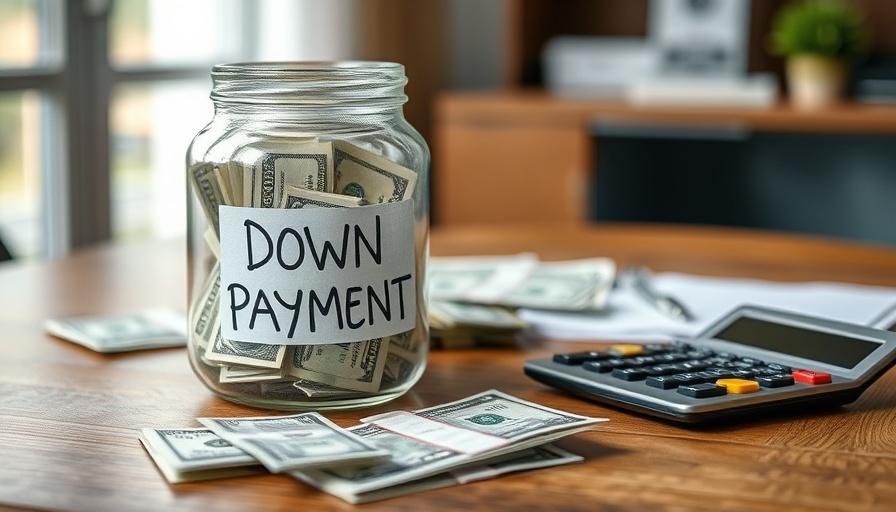 Glass jar with 'Down Payment' label, cash inside, representing costs of owning a home.