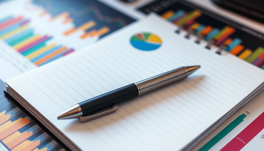 Notepad and pen on colorful graphs illustrating break-even analysis.