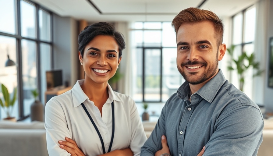 Real estate agent with couple in modern apartment
