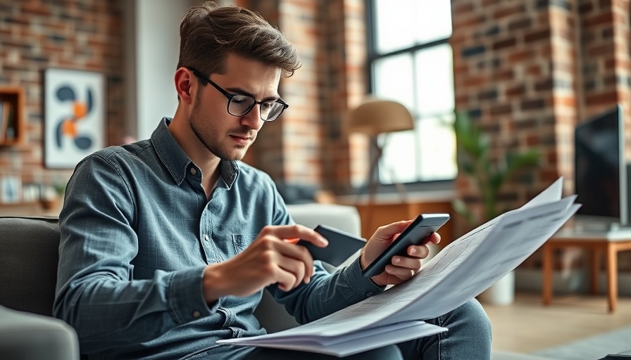Young adult analyzing finances related to mortgage note in real estate.