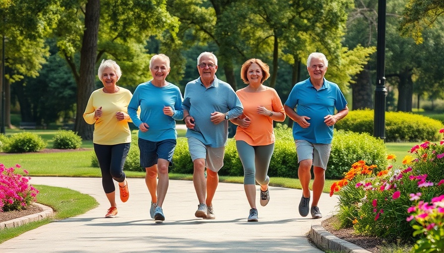 Happy older adults jogging in a vibrant park showcasing benefits of staying active during retirement.