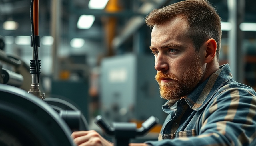 Focused factory worker operating machinery, showcasing benefits of cross-training in workplace.