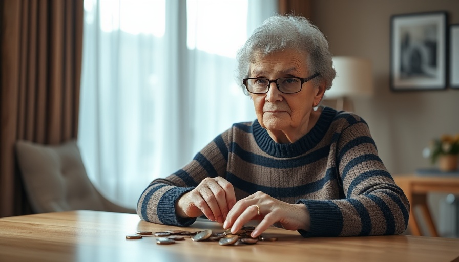 Elderly woman counting coins with care, Aging with Dignity in Maryland.