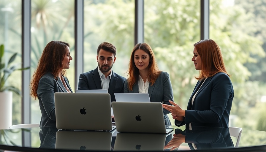 Group discussing legal business name importance in modern office setting.