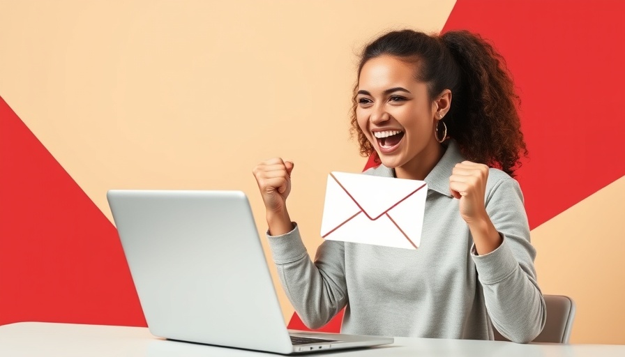 Excited young woman celebrating email whitelisting success.