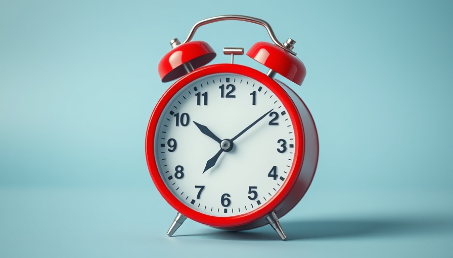 Red alarm clock for time management skills training techniques.