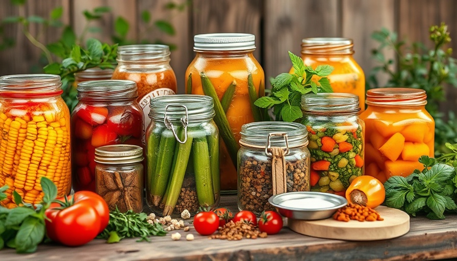 Colorful preserved foods in jars, easy home food preservation techniques.