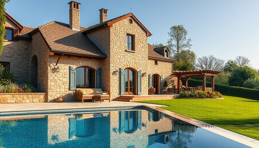 Charming stone villa with pool, illustrating pool's impact on home sales.