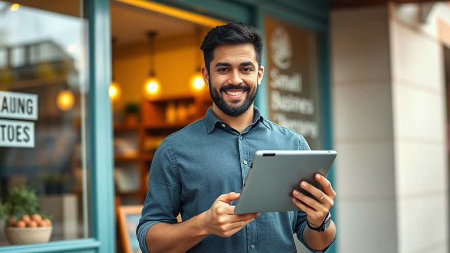 Confident small business owner using artificial intelligence marketing insights on a tablet.