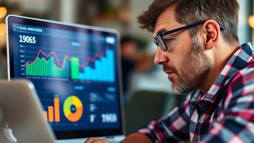 Local business owner analyzing website analytics charts for engagement strategies.