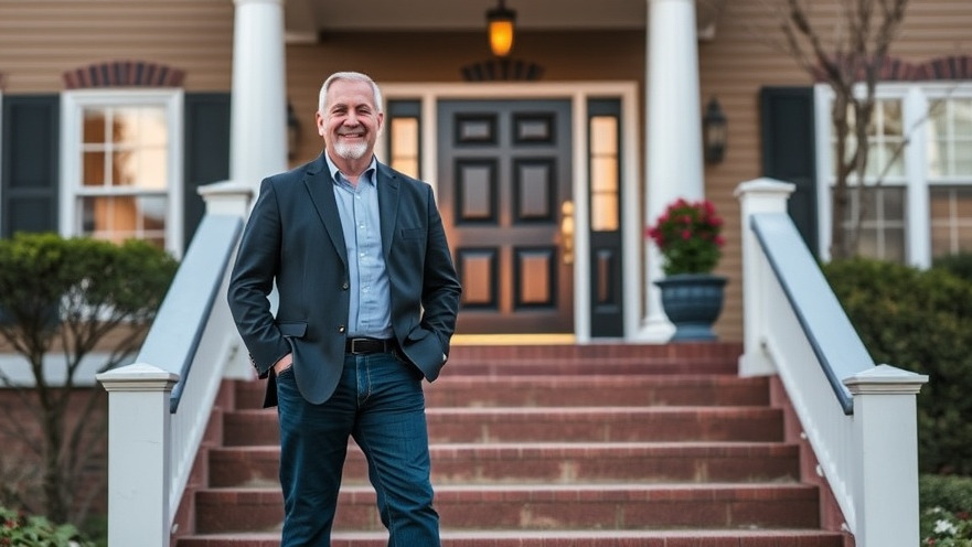 Confident Maryland landlord on well-maintained property, highlighting landlord-tenant relationship.