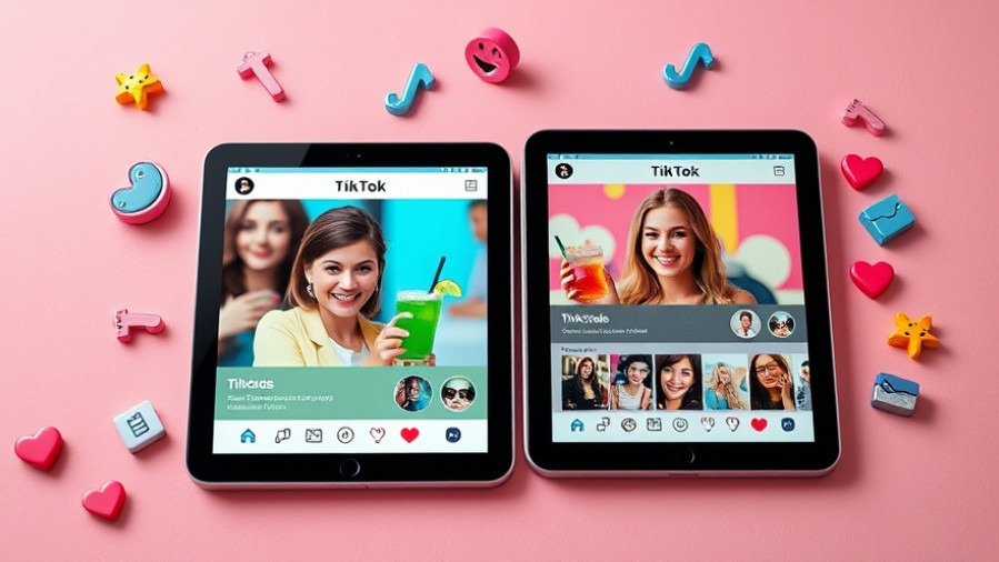 Two digital tablets show TikTok profiles with engagement strategies and social media marketing.