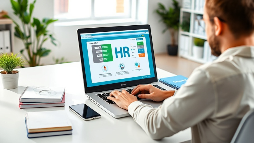 Person working on HR software solutions in an open, bright office workspace.
