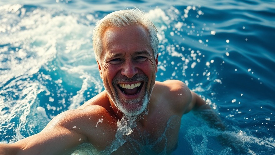 Energetic older man swimming, showcasing testosterone enhancement and healthy lifestyle choices.