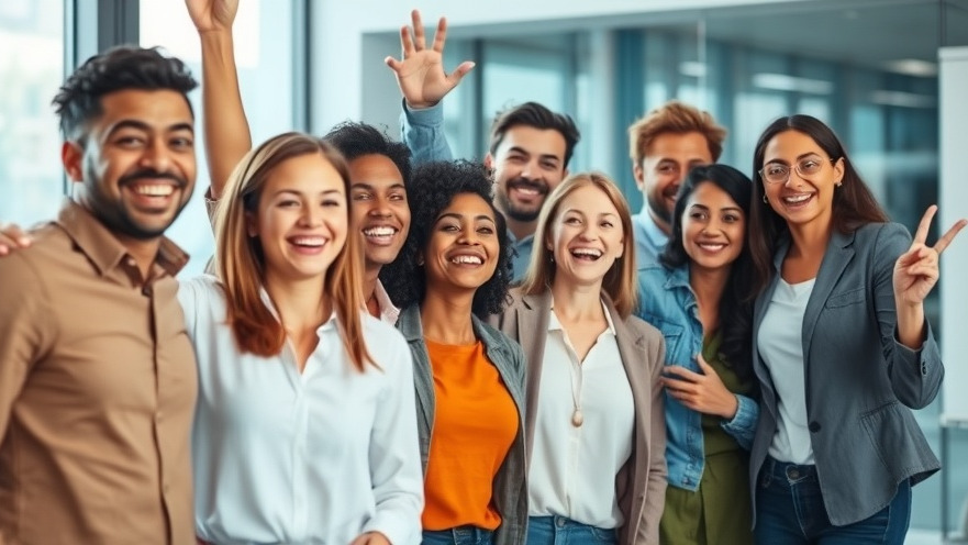 Diverse happy employees celebrating success, highlighting improving retention strategies.