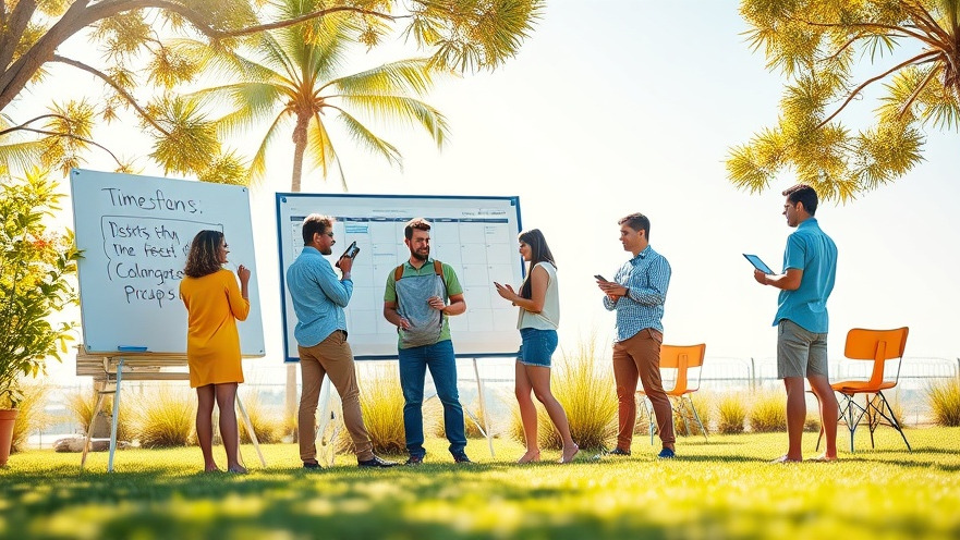 Outdoor teamwork showcasing productivity strategies with a mobile to-do list and themed time blocking.