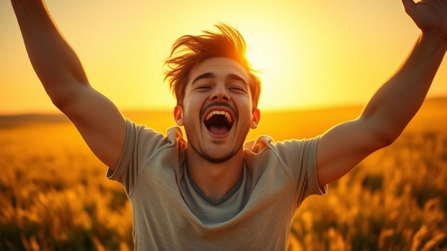 Energetic young man enjoying sunlight, highlighting vitamin D benefits for winter health.