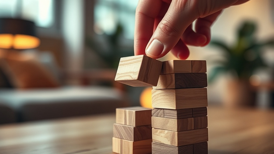 Close-up of a hand pulling a block, symbolizing embracing small risks.