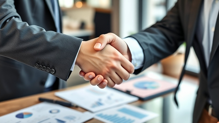 Professional handshake symbolizing employee integration in a modern office setting.