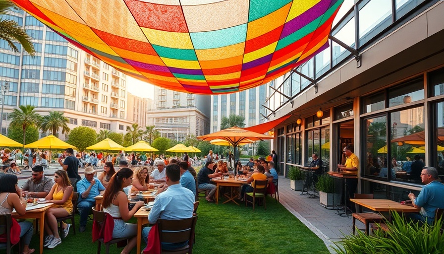 Outdoor dining at Birdie's all-day dining in Raleigh with live music.