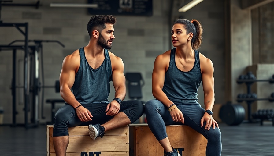 Athletic duo discussing benefits of joining a fitness training program in gym.