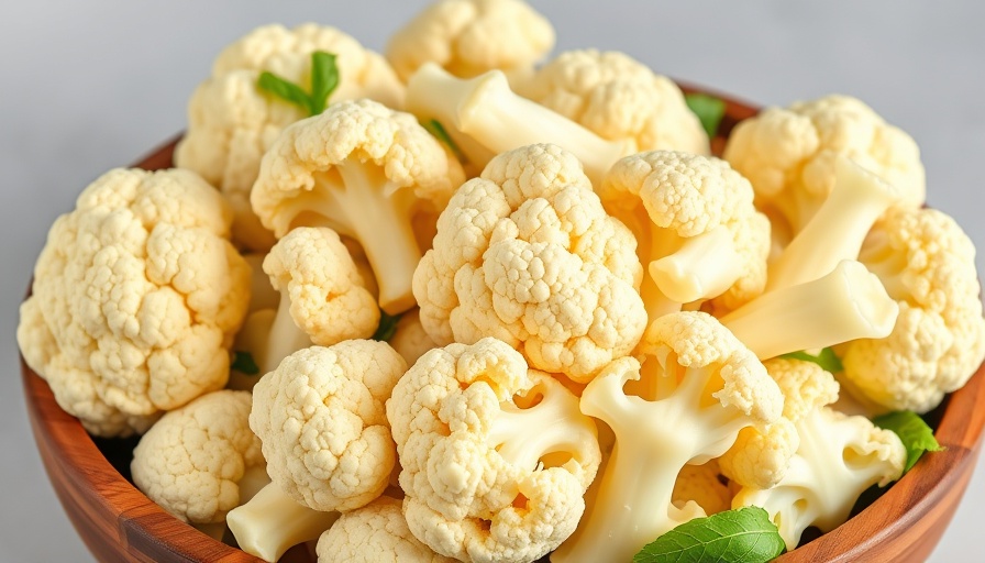 Cauliflower florets in a bowl highlighting pet benefits.