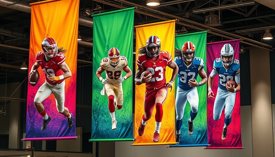 CIAA Football Championship banners in Durham showcase vibrant team displays.